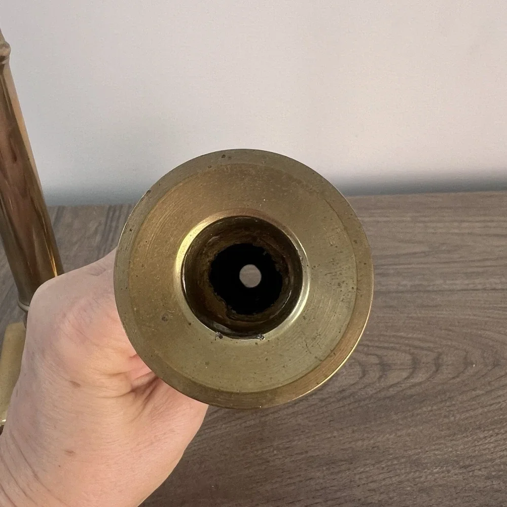 Solid Brass Candlestick Holders Pair Square Base 8.5 In